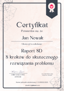Certyfikat Akademia Jakości